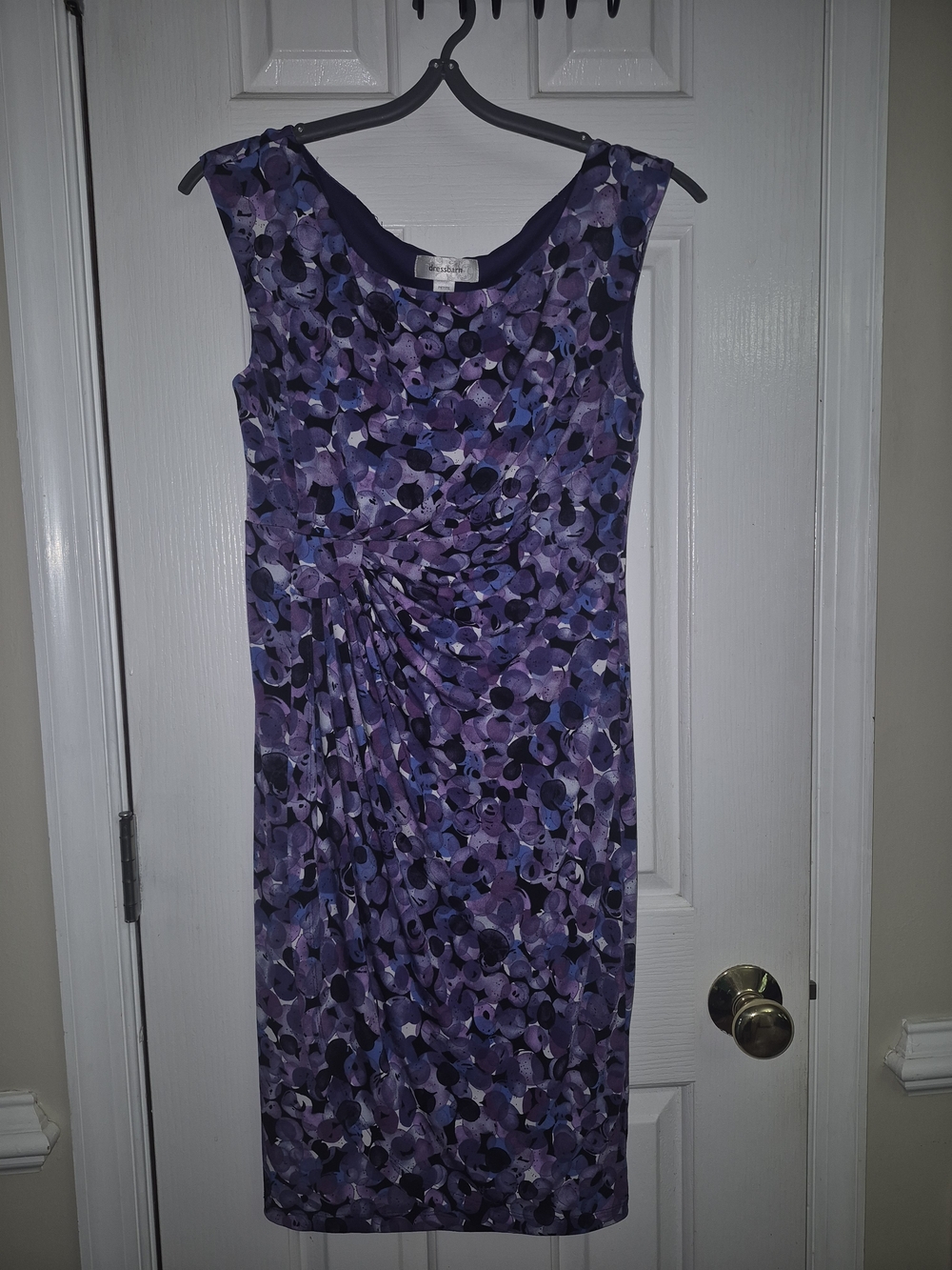 dressbarn Purple Multi-Print Sleeveless Sheath Dress